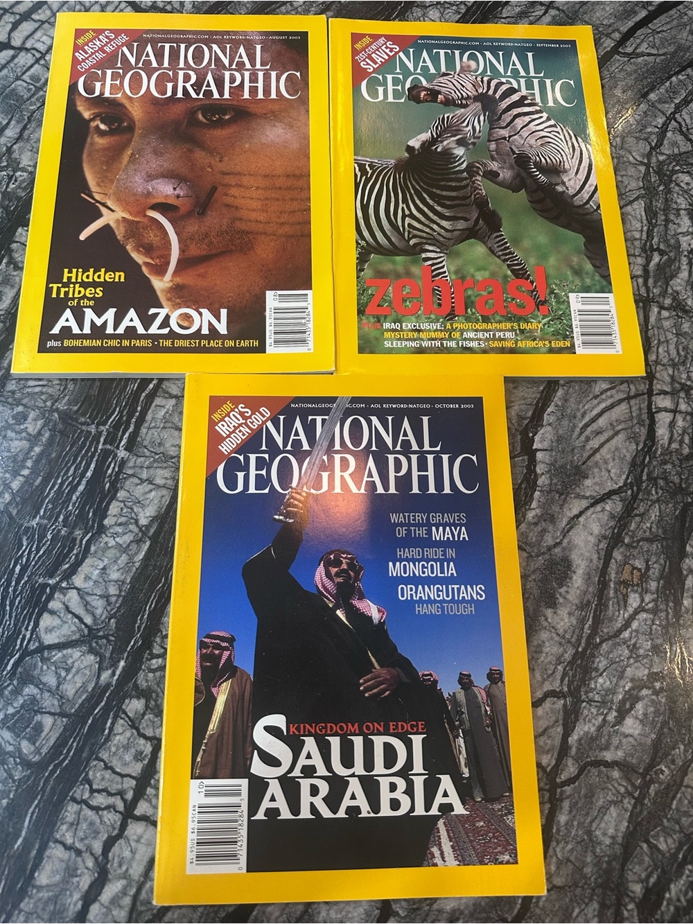 Vintage National Geographic - 3 issues from 2003